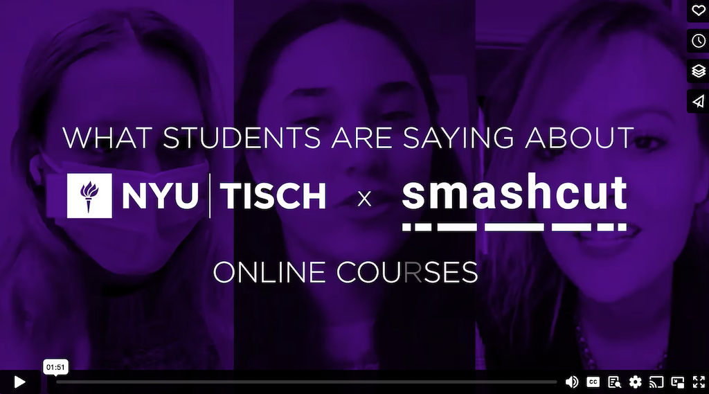Still image from the video 'What Students Are Saying About NYU Tisch x Smashcut'